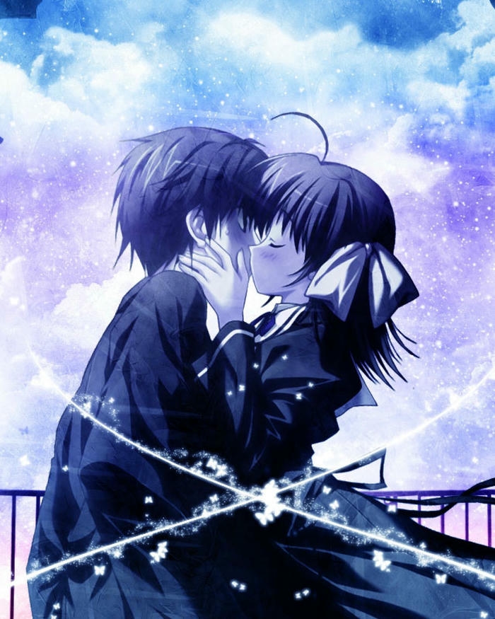 Ảnh anime thể hiện khoảnh khắc tình cảm đôi lứa