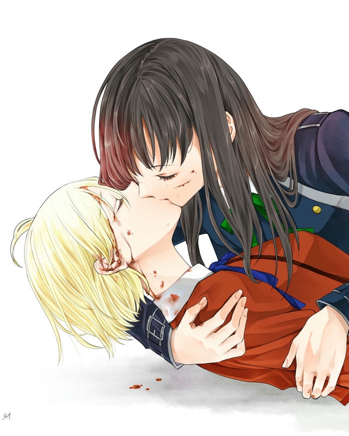 Ảnh hôn nhau anime với tạo hình lãng mạn