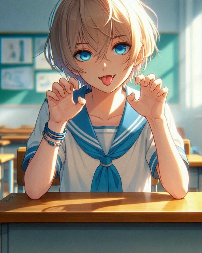 Cô gái anime lè lưỡi với dáng vẻ nóng bỏng