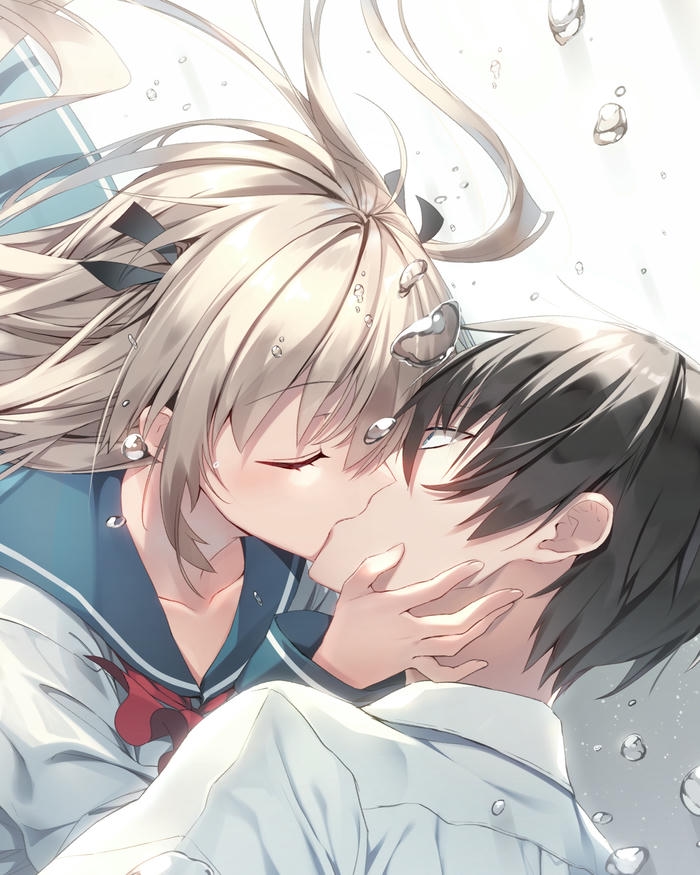 Hình vẽ anime với khoảnh khắc tình tứ