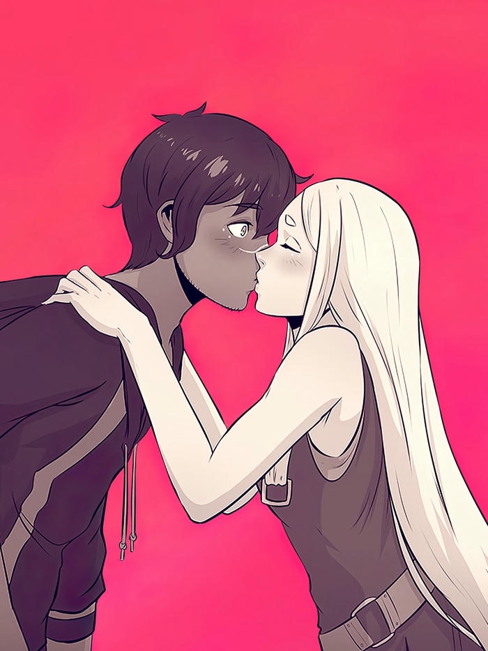 Mẫu anime hôn nhau mang nét vẽ dễ thương